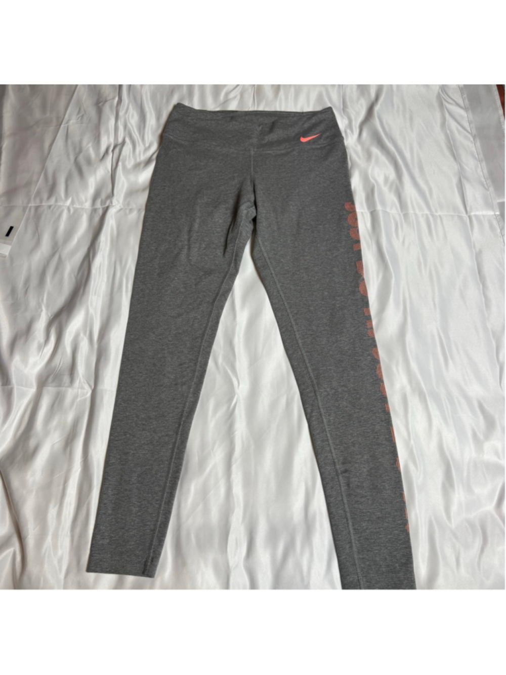Women's Nike Gray Dri-Fit Leggings M with Orange "Just Do It" Logo